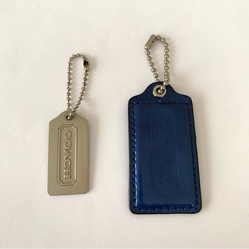 Coach Blue Patent Leather Silver Metal Bag Charm/Key … - Gem
